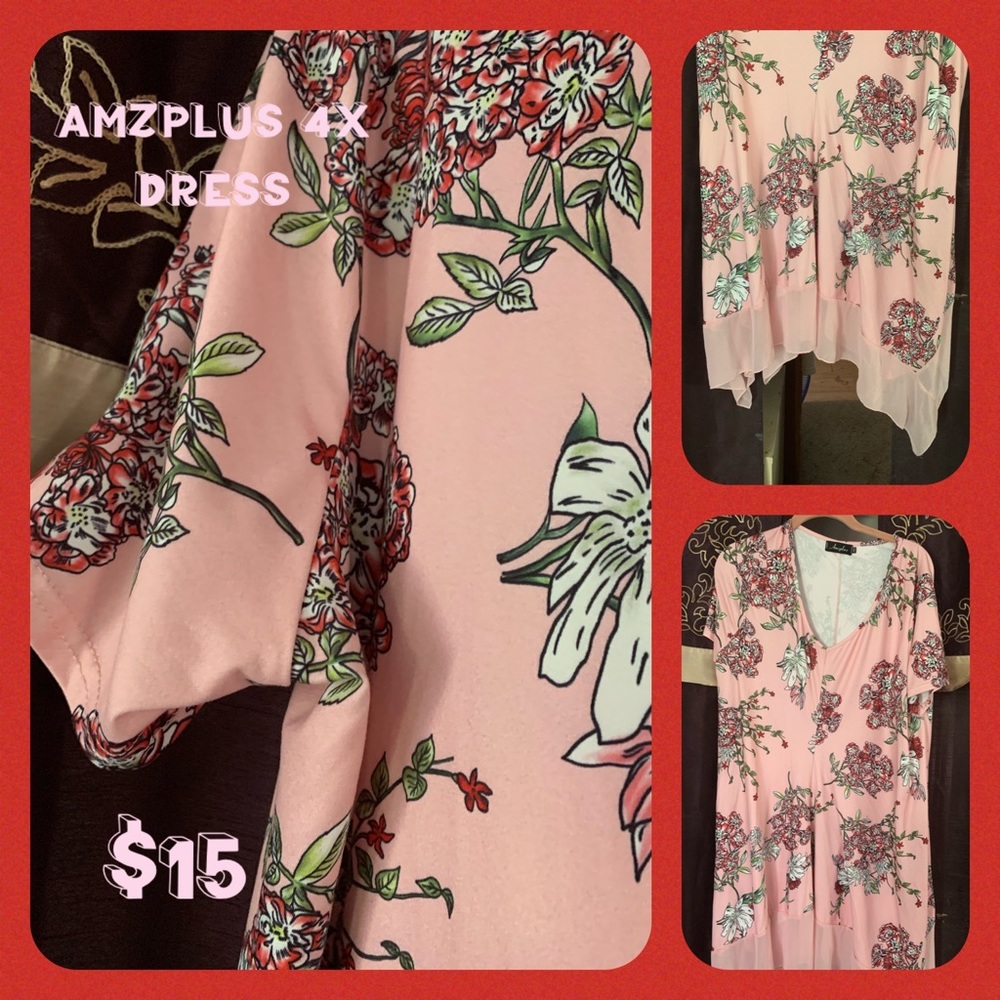 Peach Floral handkerchief dress from Amzplus